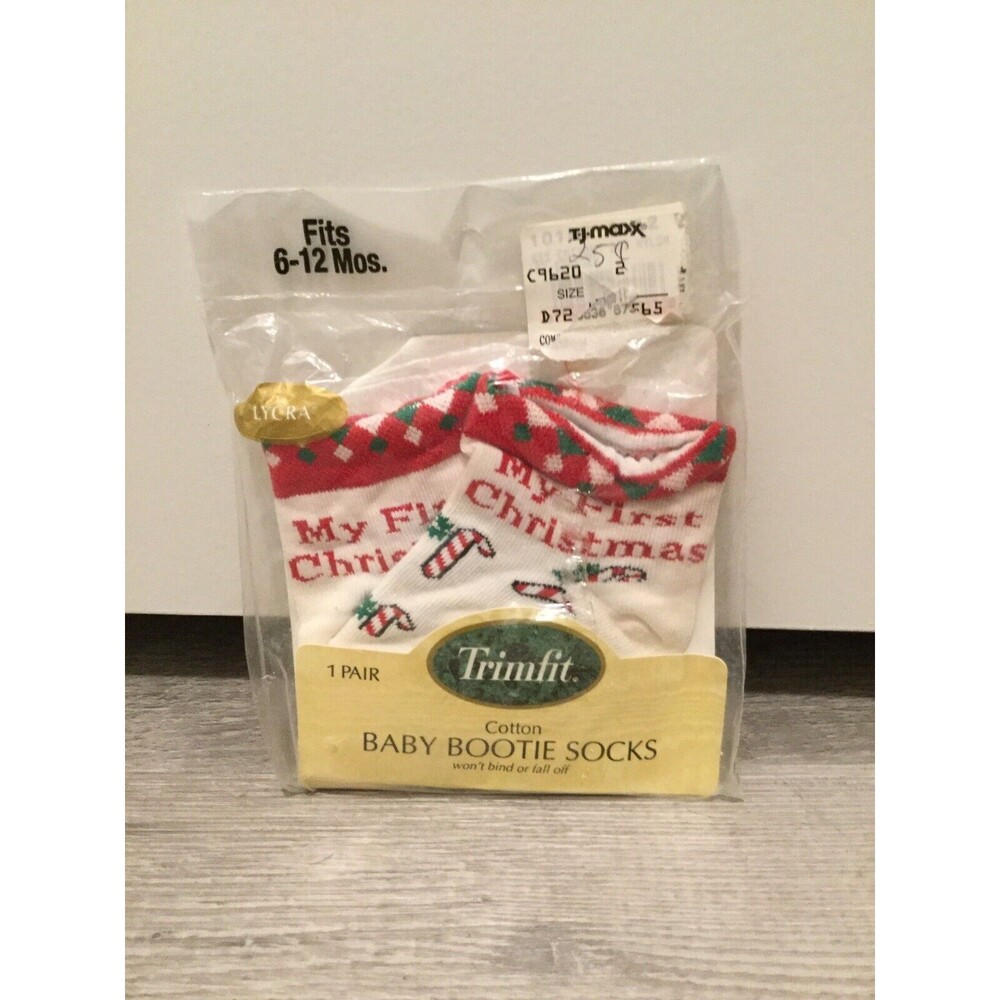 Vintage Trimfit Baby Bootie Socks First Christmas‎ Size 6 - 12 Months